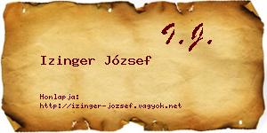 Izinger József névjegykártya