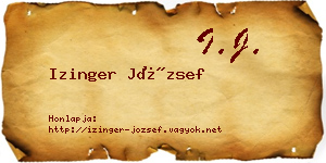 Izinger József névjegykártya